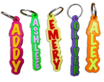 Custom 3D Printed Name Keychain: Personalized Vertical Lettering