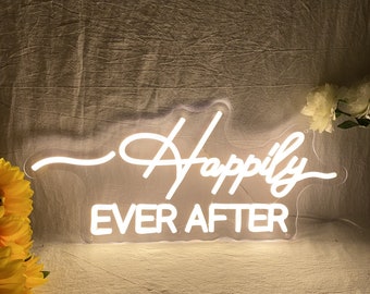 Happily Ever After Wedding Neon Sign, Wedding Backdrop Decoration LED Light Sign, Wedding Neon Signs, Engagement Gifts, Gift for Her