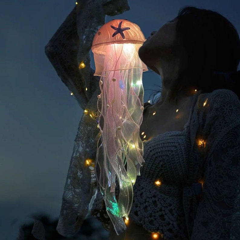 LED Jellyfish Night Light Decorative Chandelier Handmade Magic - Etsy