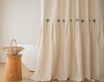 Benutzerdefinierte Leinen Duschvorhänge, gekräuselter Badezimmervorhang, Leinenstoff-Duschvorhang, Weiß, Natürlich, Dunkelgrau, Marineblau, Schwarz