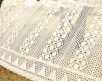 Cortinas cortas vintage de crochet beige para cocina, cortinas cortas de encaje floral tejido, cortinas para armarios, cortinas para cafeterías y cortinas huecas para ventanas.