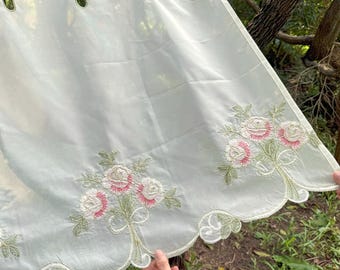 Kitchen Short Curtain,Farmhouse Countryside Curtain,Florals Embroidered Sheer Yarn Curtain,Suitable as Cafe Drapery for and Cabinets Curtain