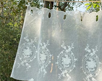 Kurzer Küchenvorhang, gestickter Vorhang im Bauernhausstil, geeignet als gestickte Drapierung für Café und Schränke, Vorhänge im französischen Stil