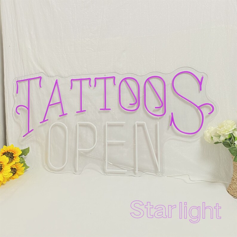 TATTOOS OPEN Neon Sign,Custom Open Led Sign,Tattoo Studio Sign,Store Logo Neon Sign,Tattoo Shop Wall Decor,Business Open Welcome Sign image 7