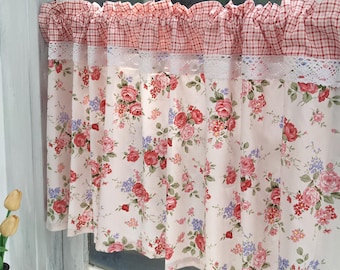 Cantonnière Rideaux GUIRLANDINE Shabby Roses et Pivoines - Le Monde de Rose