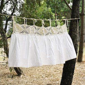 Custom Shabby Crochet Lace Curtain, Tie Top Valance, Valance Kitchen Curtain, Cafe Curtain, French Country Style Lace Hollow Window Curtains