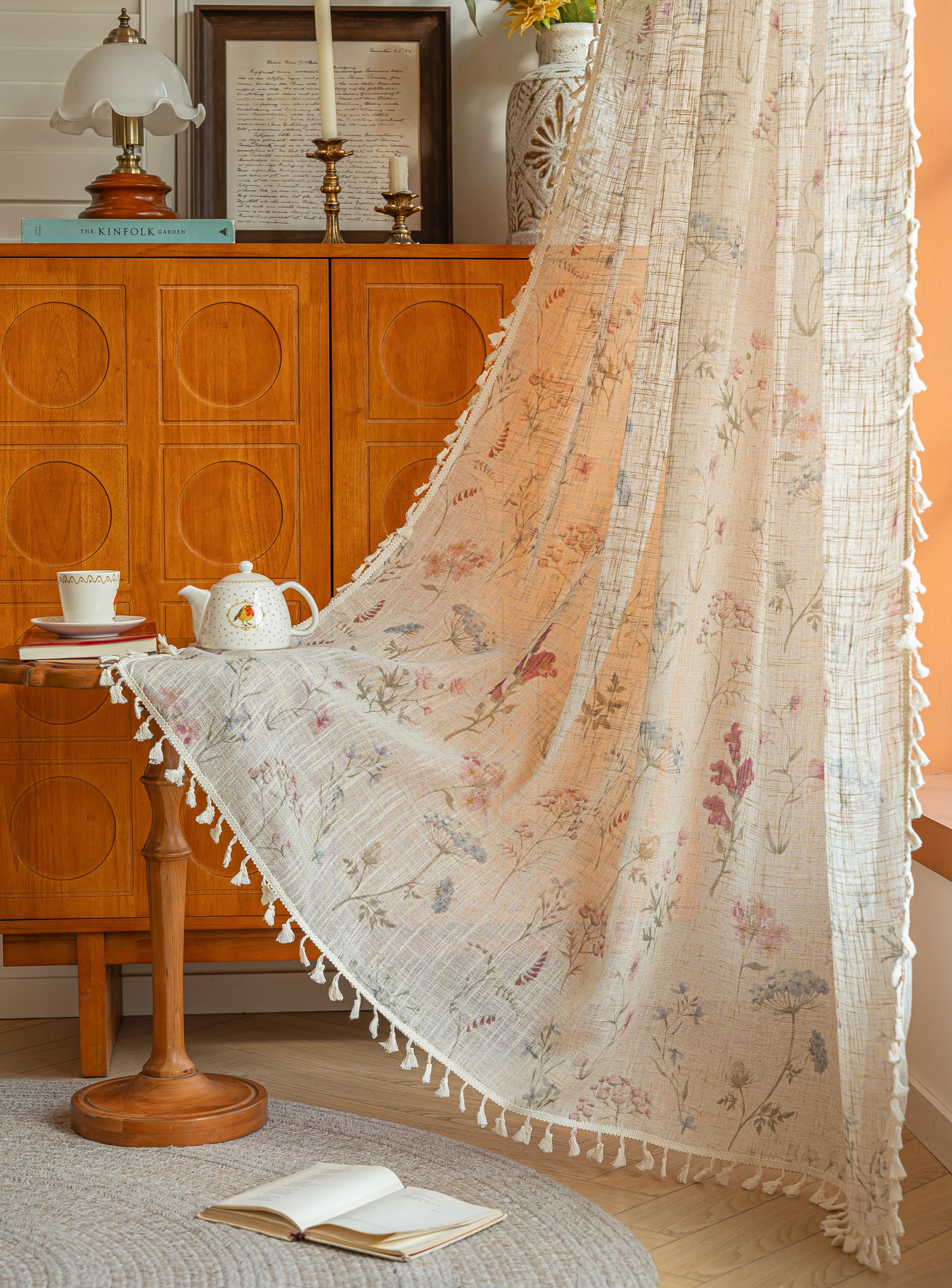 Floral linen curtain - Etsy 日本