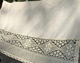 Cortina corta de ganchillo beige con encaje floral, para cocina, armario, cafetería o cáñamo.