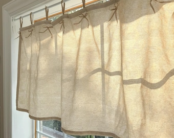 Leinen Cafe Vorhang Panel, Tab Top Bauernhaus Küche kurze Vorhänge, Türvorhang, geeignet als gestickte Drapierung für Schränke, Sondergrößen
