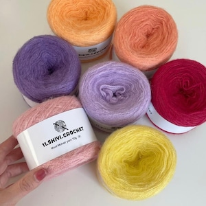 Mohair Yarn, Kid Mohair Silk Lace Yarn, Mohair Goat Fur Angora Goat Yarn - 31 Colors 70 g - 100 m