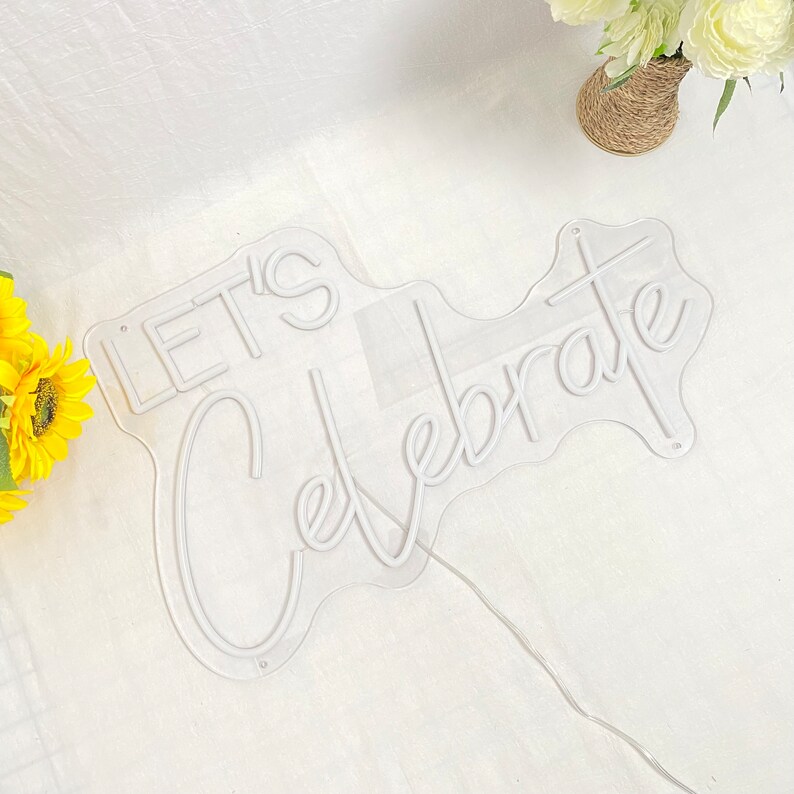 Let's Celebrate Neon Sign, Wedding Sign Happy Birthday Party Neon Sign ...