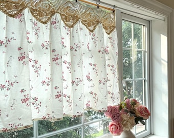 Weben Hohl Floral Cafe Vorhänge, Romantische Französisch Shabby Chic Kurzer Vorhang, Bauernhaus Land Küche Volant, Türvorhang, Sondergrößen