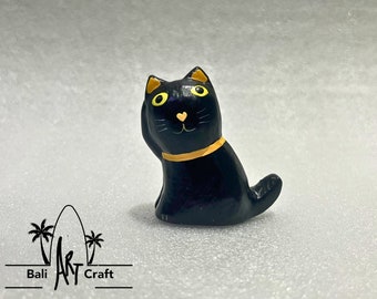 黒柿木彫り 猫 置物 ミニチュア ミニチュア黒猫フィギュアシリーズ 木彫り - Etsy 日本