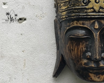 手彫りの木製仏頭壁掛け彫刻 - アンティークゴールドの禅風装飾 - Etsy