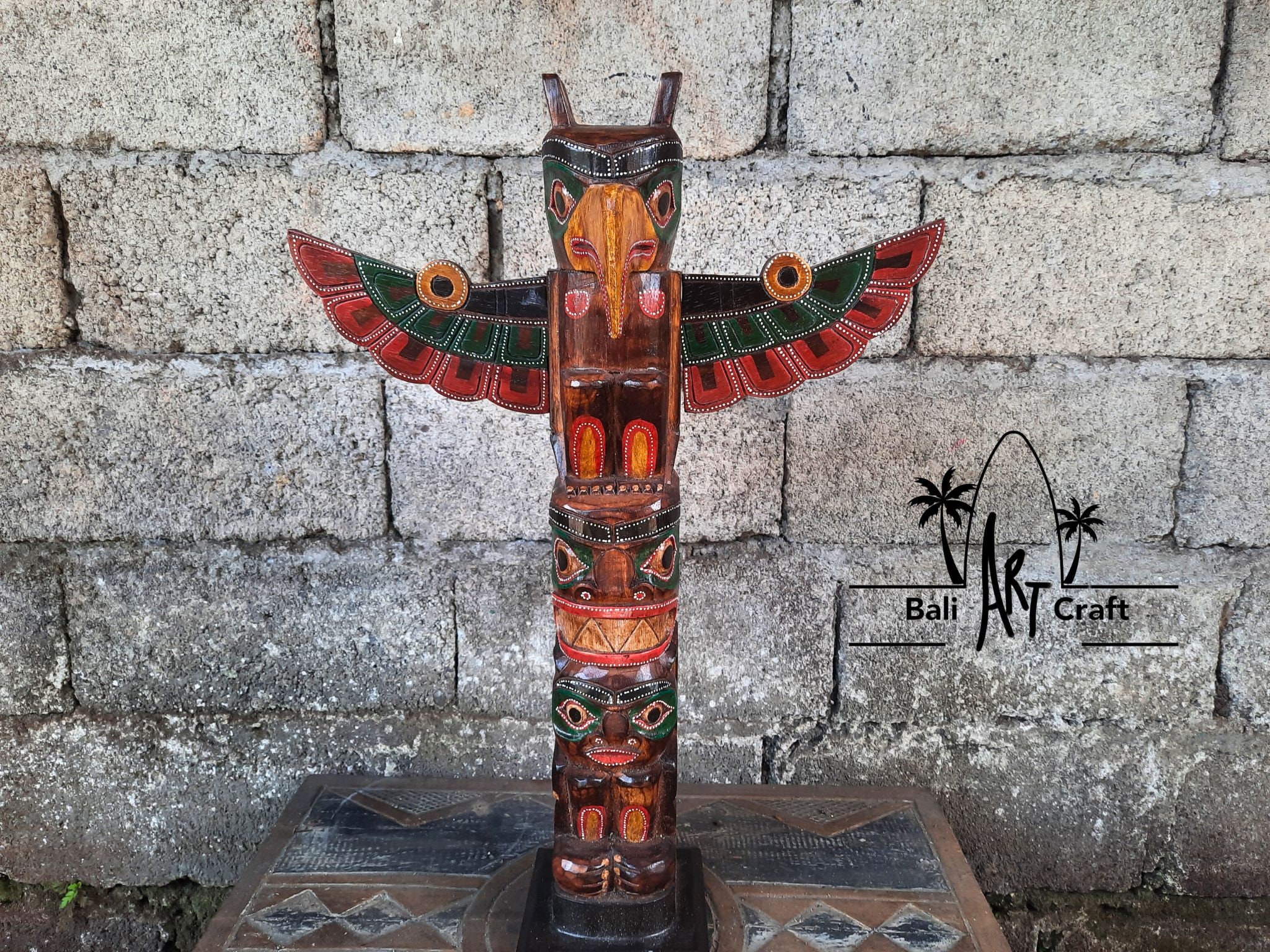 Totem Pole Wood Craft 23 Inch/ 60 CM Indian Totem Pole Art
