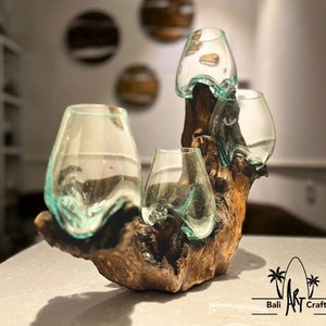 Molten Glasses drift wood wood 4 glass in 1 wood for Vases Pots candle holder Aquascape Roots Gamal Wood image 4