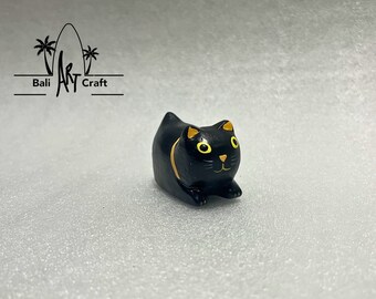 黒柿木彫り 猫 置物 ミニチュア ミニチュア黒猫フィギュアシリーズ 木彫り - Etsy 日本