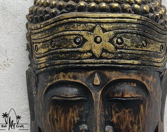 木彫り 仏頭 壁掛け 装飾品 手彫りの木製仏頭壁掛け彫刻 - アンティークゴールドの禅風装飾 - Etsy