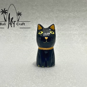 Miniature Black Cat Figures serries wood craved