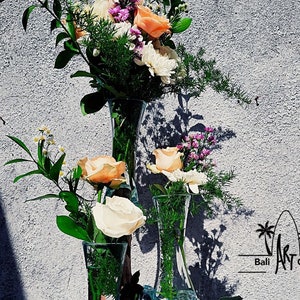 Flower Vase  Molten Glass on Wood for Table Centrepiece Decor Dinner Wedding Blown Glass on Wood