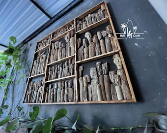 Large Driftwood Wall Art Handmade Reclaimed Wood Panel Rustic Abstract Sculpture 47inch Statement Decor