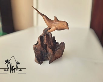 Dolphin Sculpture Wooden Art Figure from driftwood Handmade Sculpture Wood Carving Figure Bird Statue Birthday gift unique