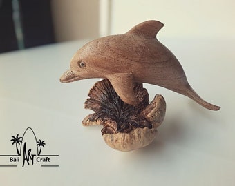 Little Dolphin Sculpture Wooden Art Figure from driftwood Handmade Sculpture Wood Carving Figure Bird Statue Birthday gift unique