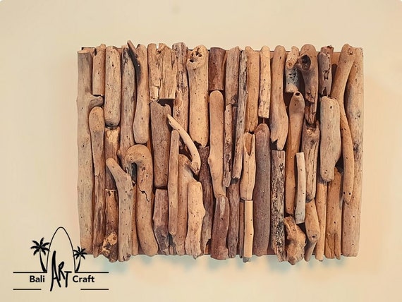 Rustic Driftwood Wall Art: Handmade Geometric Wood Decor from Bali (11.8 Inch)