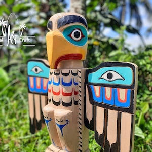 Totem in legno da 39 pollici: aquila intagliata a mano, decorazione per la casa e il giardino