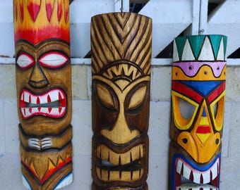 アフリカの木のマスク、彫刻された木のマスク、ティキマスクの木、木の