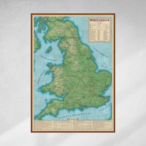Kaart van Romeins Groot-Brittannië: A2-afdruk