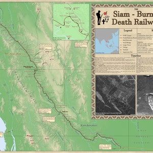 Karte der 'Todesbahn' - Siam nach Burma - A2 Poster Kunstdruck