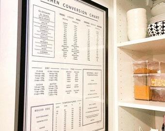 Kitchen Conversion Chart Print // Kitchen Temperature & Weight Guide // Kitchen Conversion Guide // Kitchen Guide // Kitchen Wall Decor / UK