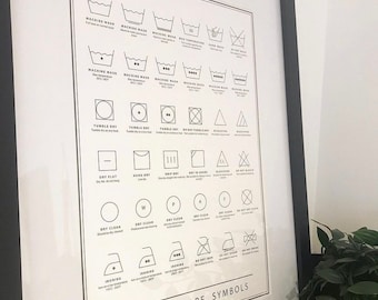 Laundry Care Symbol Guide // Washing Care Print // Laundry Print // Washing Instructions // Kitchen Conversion Chart UK // Kitchen Guide