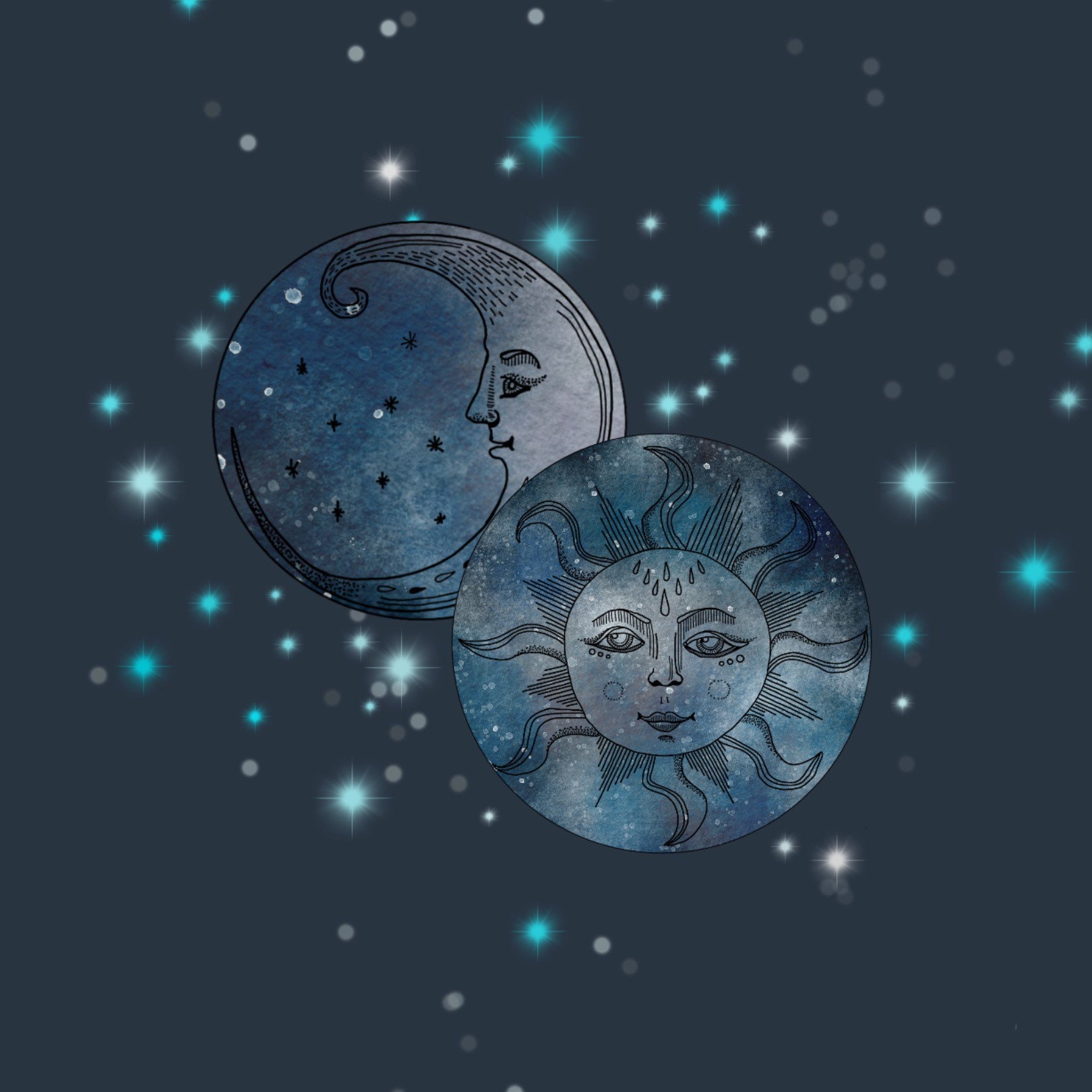 Celestial - Sticker - Pack - Sun - Moon - Vinyl - Space - Luna ...