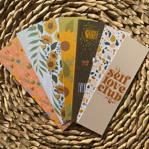 Bookmarks - Laminated Bookmarks - Floral - Reading - Handmade - Books - Sunflowers - Plants - Pattern - Book Lover