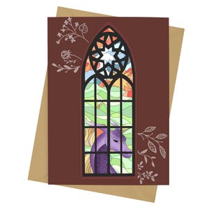 Dragon Stained Glass Card - Blank Cards - Fantasy Inspired - Dark Fantasy - Greeting Cards - Blood Red - Mythical Creatures