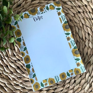 Sunflower 5x7 Notepad - Desk Pad - Writing Pad - Stationery