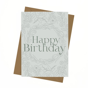 Floral Happy Birthday Card - Birthdays - Greeting Card - Blank Card - Flowers - Celebration