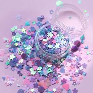 Star and Flower Confetti Mix - Iridescent holo glitter sequins, resin crafting, scrapbooking, nail glitter, chunky glitter, colour shift