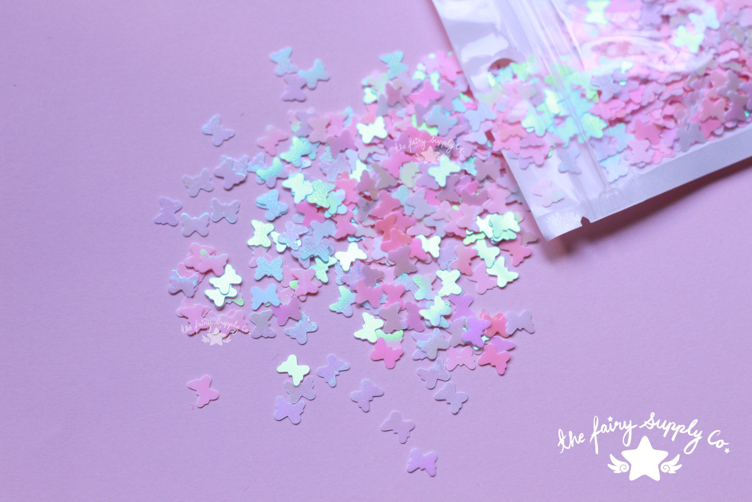 Pink Butterfly Confetti Iridescent Holo Glitter Sequins Etsy UK