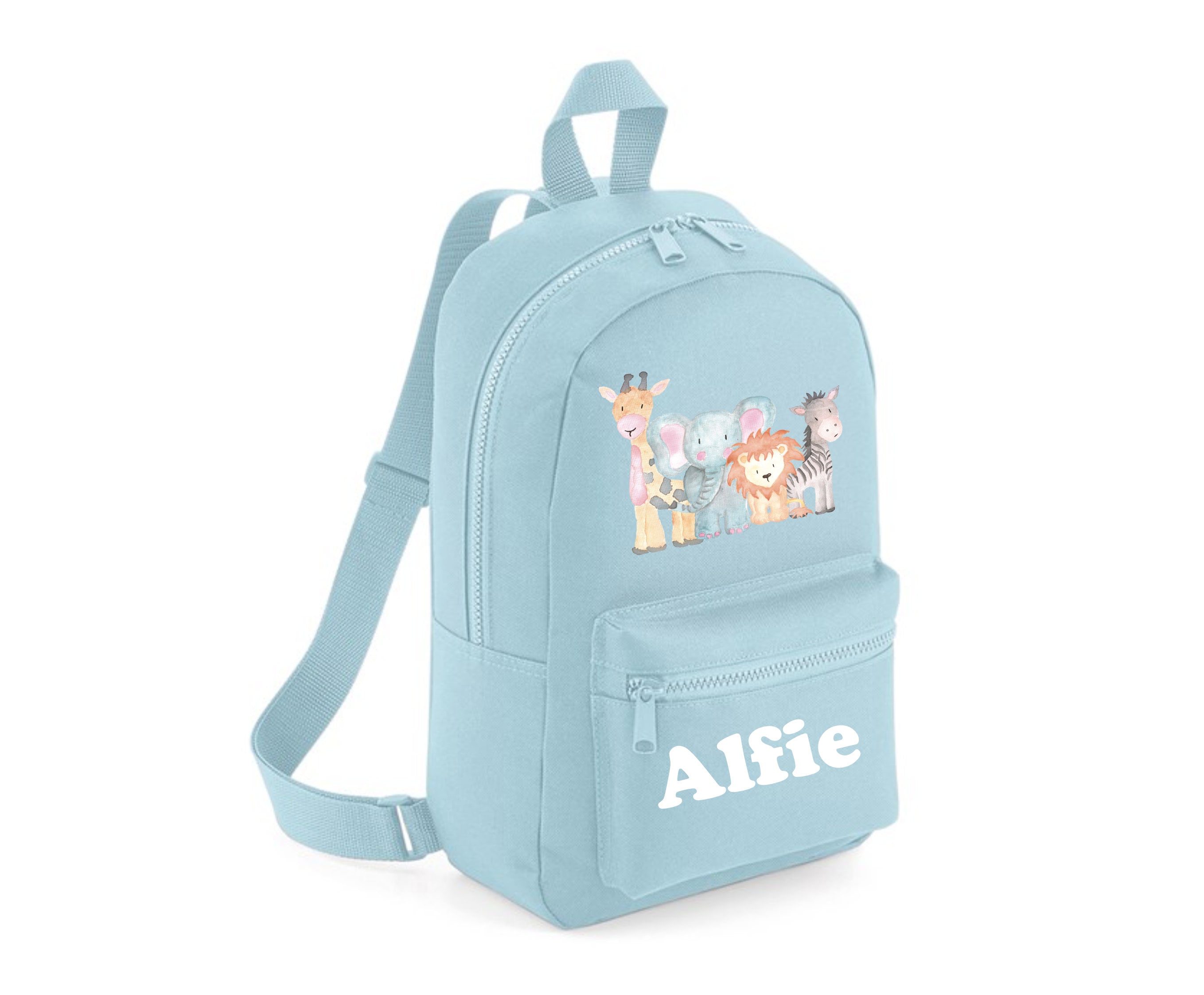 Animal Rucksack Personalised Zoo Animals Mini Rucksack Backpack Grey Boys Girls ...