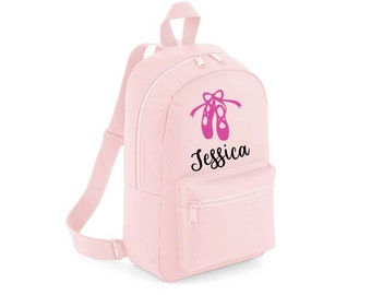 Personalised ballet dance Mini Rucksack Backpack Navy Boys Girls Nursery Bag School bag ballet