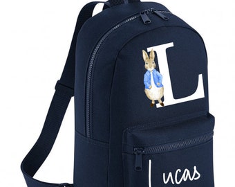 Personalised Peter Rabbit  Mini Rucksack Backpack Navy Boys Girls Nursery Bag School bag Peter Rabbit Nappy Bag