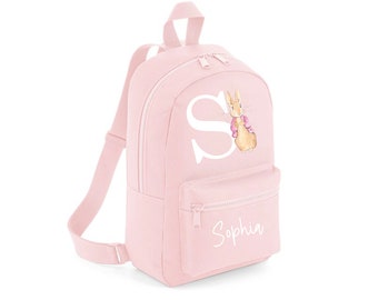 Personalised Peter Rabbit Children's  Rucksack Backpack  Baby Pink Girls boys Nursery Bag School bag Peter Rabbit Flopsy / Nappy Bag