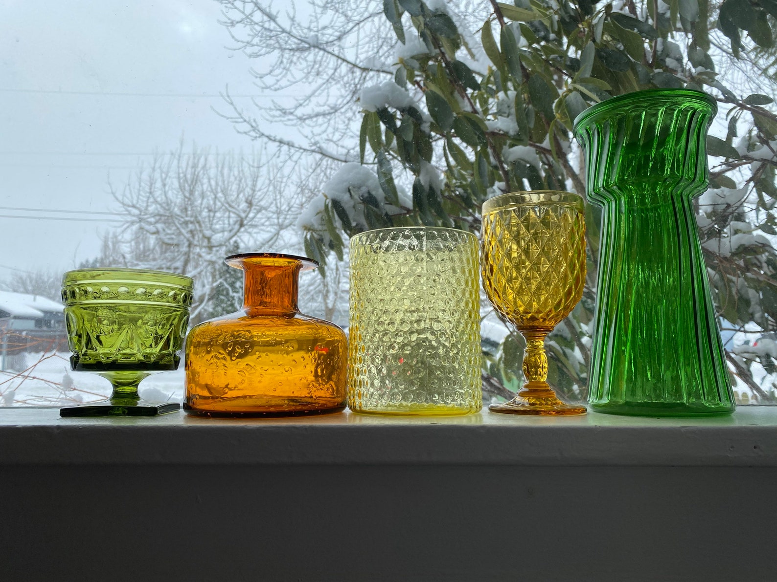 Tall Green Glass Vase Etsy