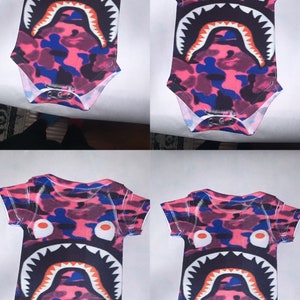 Blue and clearance purple bape shirt