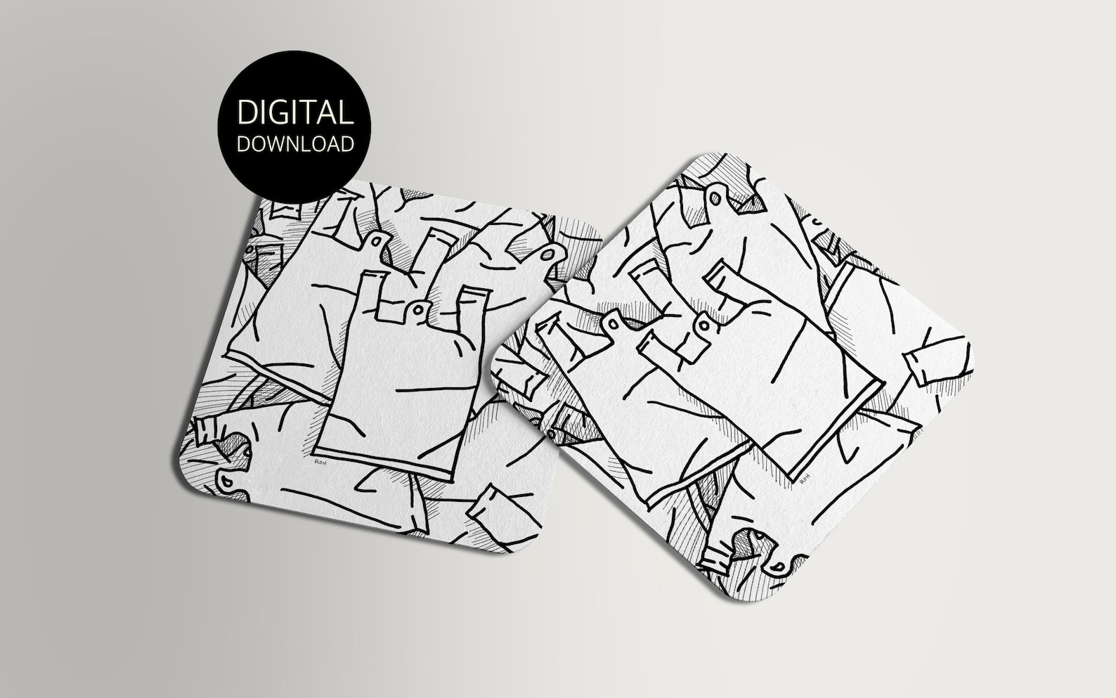 Plastic Bag Doodle Art Digital Download Print JPG Plastic Bag Printable