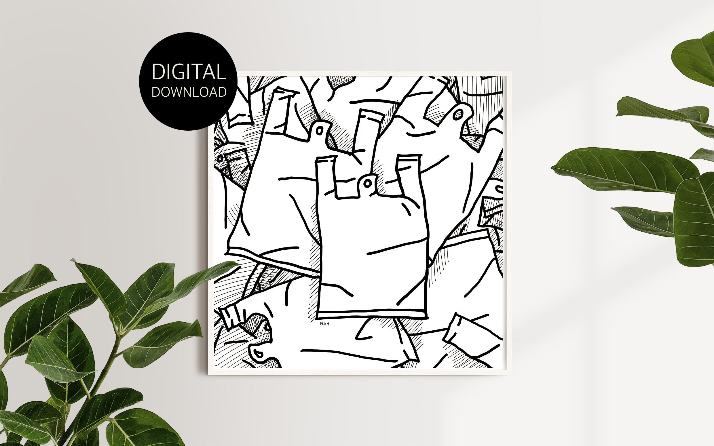 Plastic Bag Doodle Art Digital Download Print JPG Etsy France