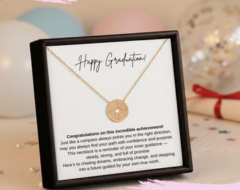 Afstuderen kompas ketting cadeau, 8e afstuderen sieraden, middelbare school afstuderen, PhD afstuderen ketting